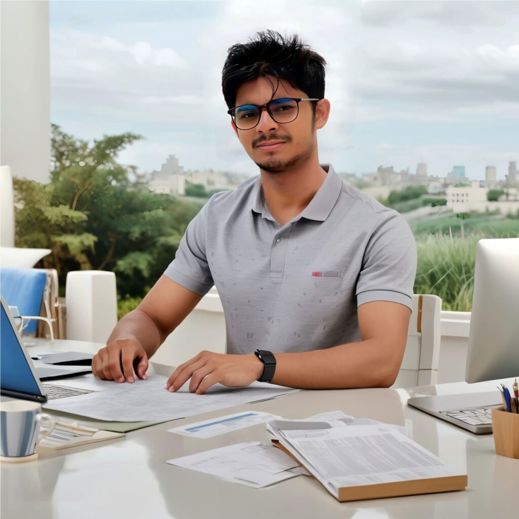 Subrata Ganguly, Founder of SGEMS working on a desk